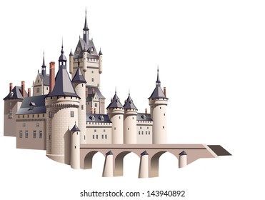 Castle with a bridge.Architectural Fantasy