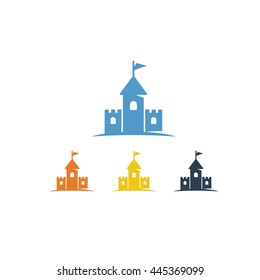 Castle Building Architecture Company Logo Vector Icon Set