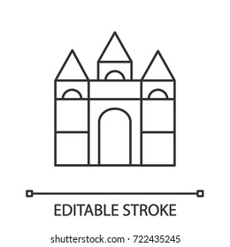 Castle building blocks linear icon. Thin line illustration. Contour symbol. Vector isolated outline drawing. Editable stroke