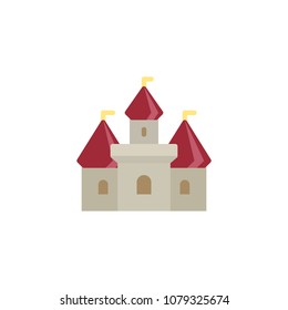 Castle building flat icon, vector sign, colorful pictogram isolated on white. Kingdom symbol, logo illustration. Flat style design