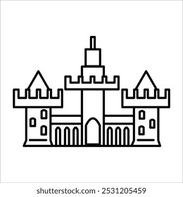 Vector de contorno de icono de edificio de castillo