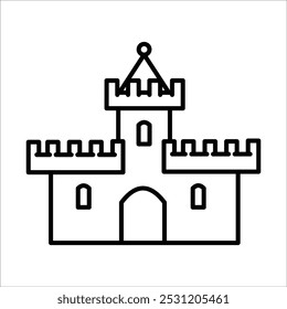 Vector de contorno de icono de edificio de castillo