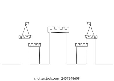 castle building old historical city walls one line art design vector