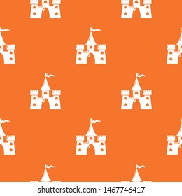 Castle building pattern vector orange for any web design best