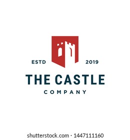 castle building vector icon logo design