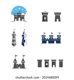 Icono de ilustración de vector de construcción de castillo