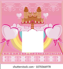 Castle with candy - sweet card