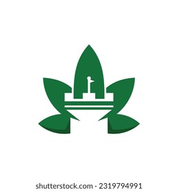 Concepto de diseño del castillo de Cannabis, diseño moderno, creativo y elegante del logotipo.