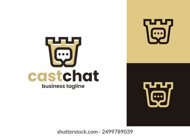 castle chat vector logo design