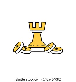 castle chess and dollar coin