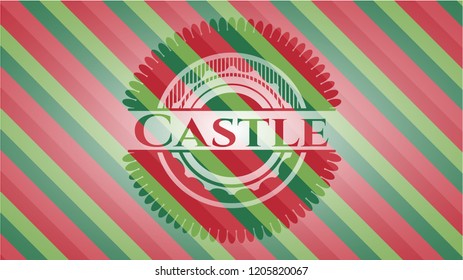 Castle christmas colors emblem.