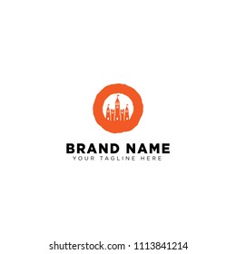 castle circle logo template vector illustration