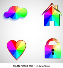 castle cloud heart house with rainbow pattern