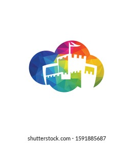 Castle with cloud logo design inspiration. Castle on the sky illustration.	
