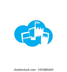 Castle with cloud logo design inspiration.castle on the sky illustration.	
