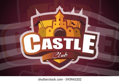 Castle Club. Logo design vector template. Colorful icon media. Creative concept vision logo.
