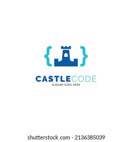 Castle Code Icon Vector Logo Template Illustration Design