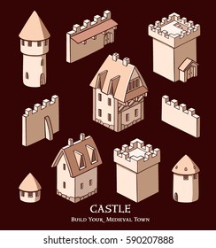 Castle Collection. Set of medieval buildings. Icons.