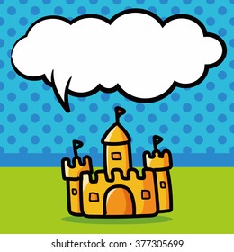 castle color doodle, speech bubble