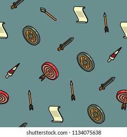 Castle color outline isometric pattern. Vector illustration, EPS 10