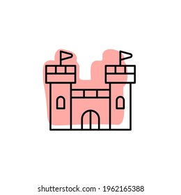 Castle with color shadow vector icon in amusement set
