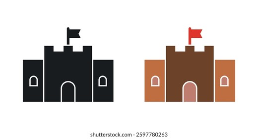 Castle colored icon set. Stock Vector