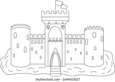 Castle Coloring Page Painting Vector Illustration Stock Vector (Royalty ...