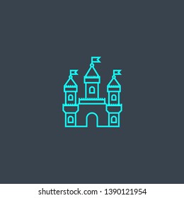 castle concept blue line icon. Simple thin element on dark background. castle concept outline symbol design. Can be used for web and mobile UI/UX