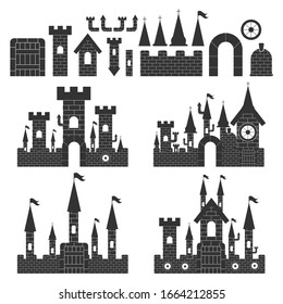 Castle constructor vector simple set isolated on a white background.