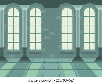 Castle Corridor With Columns Scene