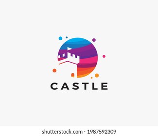 diseño del logotipo de color creativo del castillo