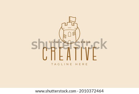 Castle creative Logo Design Template. Vector Illustration of Authentic Castle tower. Vintage Modern Logo Line Art Design Template