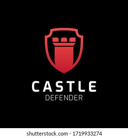 Plantilla de icono del logotipo de Castle Defender. Ilustración vectorial. Diseño moderno