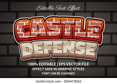 efecto de texto editable de la defensa del castillo 3d