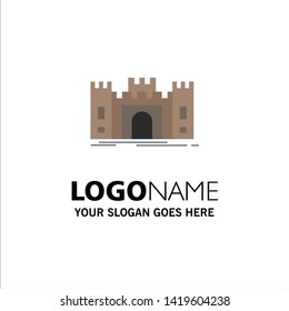 Castle, defense, fort, fortress, landmark Flat Color Icon Vector