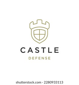 Castle defense line logo icon design template flat vector