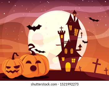 Castle design, Halloween holiday horror scary celebration autumn dark and party theme Vector illustration