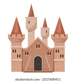 Castle design with towers and door. Vector illustration