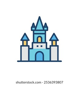 castelo Disney tema ícone vetor ilustração