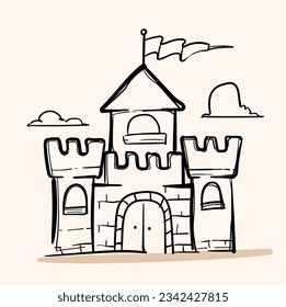 castle doodle with background cream