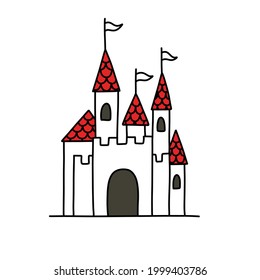 castle doodle icon, vector illustration