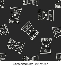 castle doodle seamless pattern background