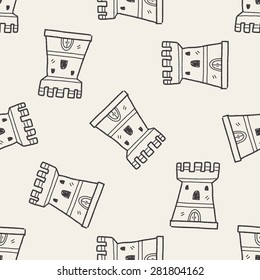 castle doodle seamless pattern background