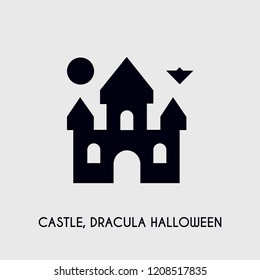 Castle, Dracula Halloween vector icon