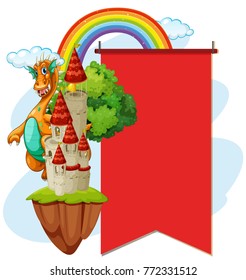 Castle with dragon and banner