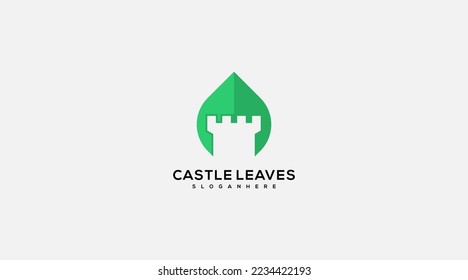 Modelo de diseño de logotipo de hojas de castillos Ilustración de la plantilla Vector