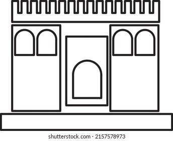 Castle element in flat simple style on white background line art.eps
