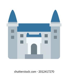 Castle emoticon isolated vector illustration. High quality castle flat icon on white background