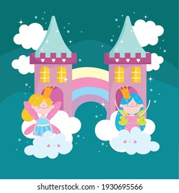 castle fairy playing in clouds