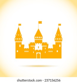 Castle fairy tale shadow icon. Flat vector pattern silhouette isolated.